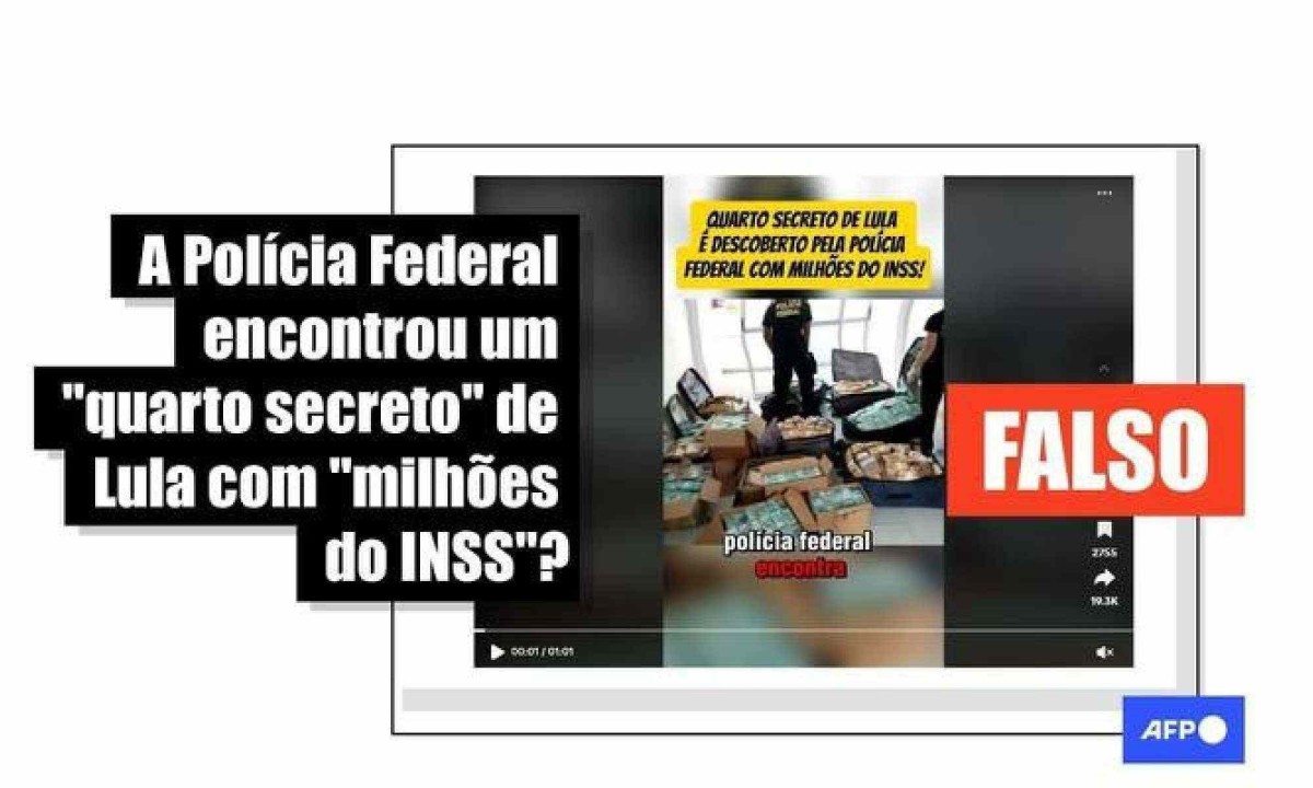 Vídeos com imagens antigas inventam descoberta de 'quarto secreto' de Lula com dinheiro do INSS -  (crédito: EM - Fact Check)