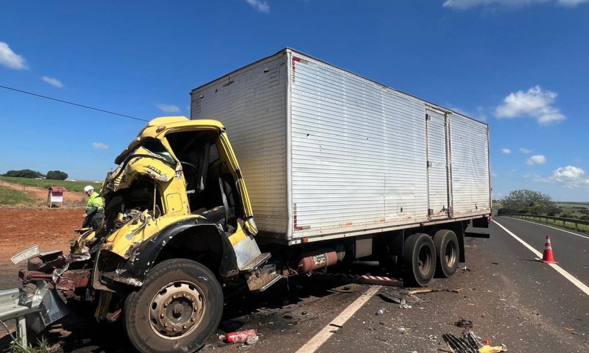 Motorista morre em batida na BR-365, em Monte Alegre de Minas -  (crédito: DivulgaÃ§Ã£o/PRF)