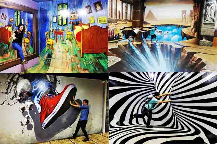 Com 4 mil m² de área, o "Museo Planet 3D" expõe mais de 100 desenhos tridimensionais pintados por cerca de 40 artistas internacionais.