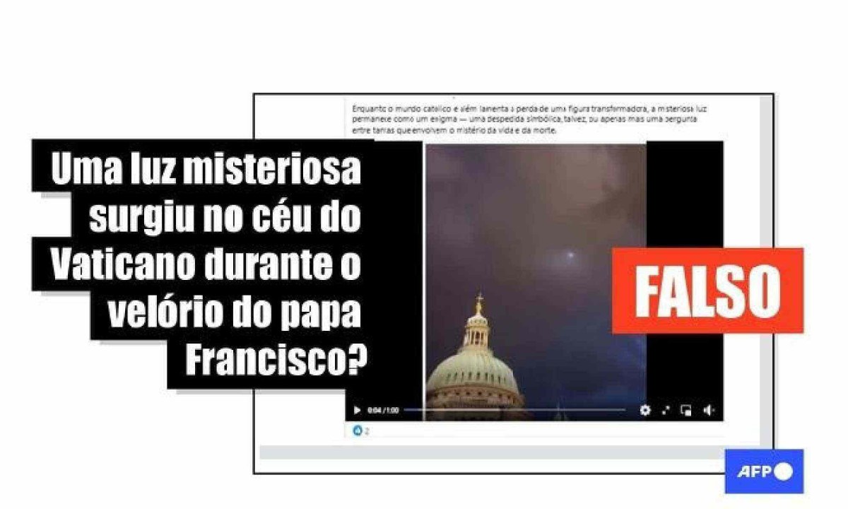 Vídeo de luz no céu durante velório do papa Francisco foi gerado com inteligência artificial -  (crédito: EM - Fact Check)