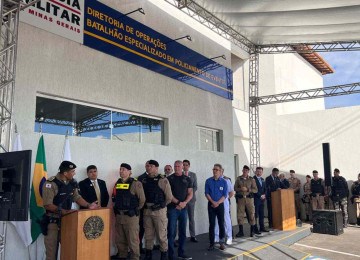 Governador Romeu Zema participou da inauguração do Batalhão Especializado em Policiamento de Eventos (Bepe)  -  (crédito: Edésio Ferreira/ EM/D.A Press)
