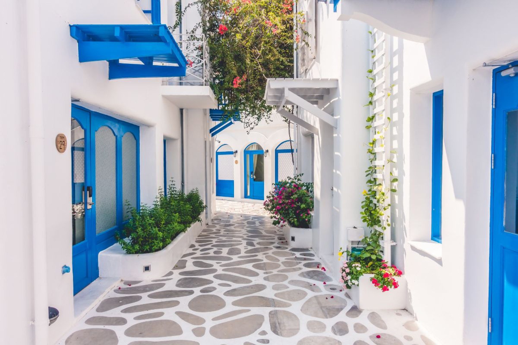 Casas gregas azuis e brancas-Freepik