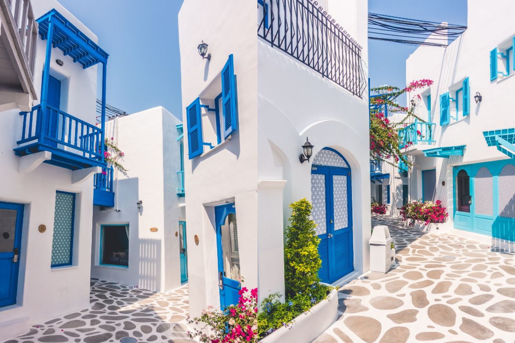 Casas gregas azuis e brancas-Freepik