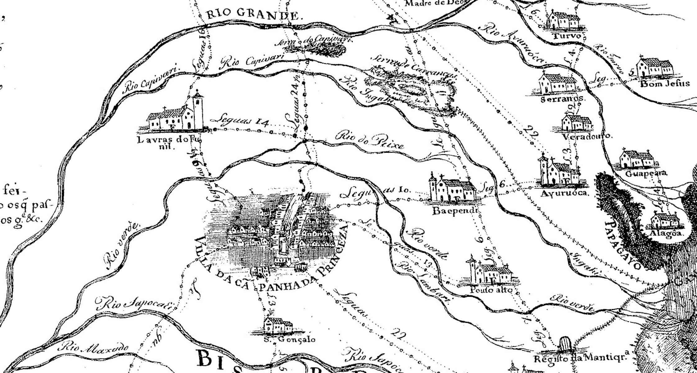 Mapa da região de Carrancas datado de 1799 Mapa da região de Carrancas datado de 1799