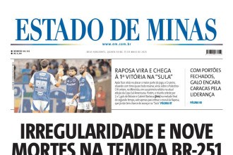 Capa impressa do Estado de Minas de 15/5/202