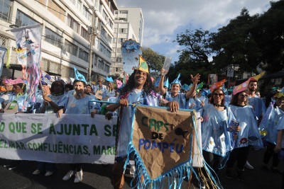 Desfile pelas ruas de BH marca Dia da Luta Antimanicomial em maio do ano ado -  (crédito:  Alexandre Guzanshe/EM/DA. Press -  17/05/2024)