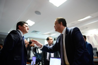 Moro foi o primeiro a fazer perguntas ao novo ministro da Previdência -  (crédito: Saulo Cruz/Agência Senado)