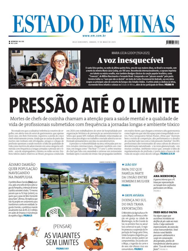 Capa impressa do Estado de Minas de 17/5/202