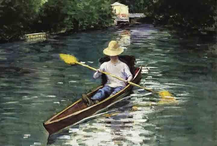 "O Caminho do Lago", de Gustave Caillebotte, retrata uma cena com um gazebo em um ambiente natural. Uma paisagem de paz e tranquilidade. 
