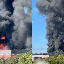 Incêndio de grandes proporções atinge fábrica de calçados no interior de MG - Divulgação/CBMMG