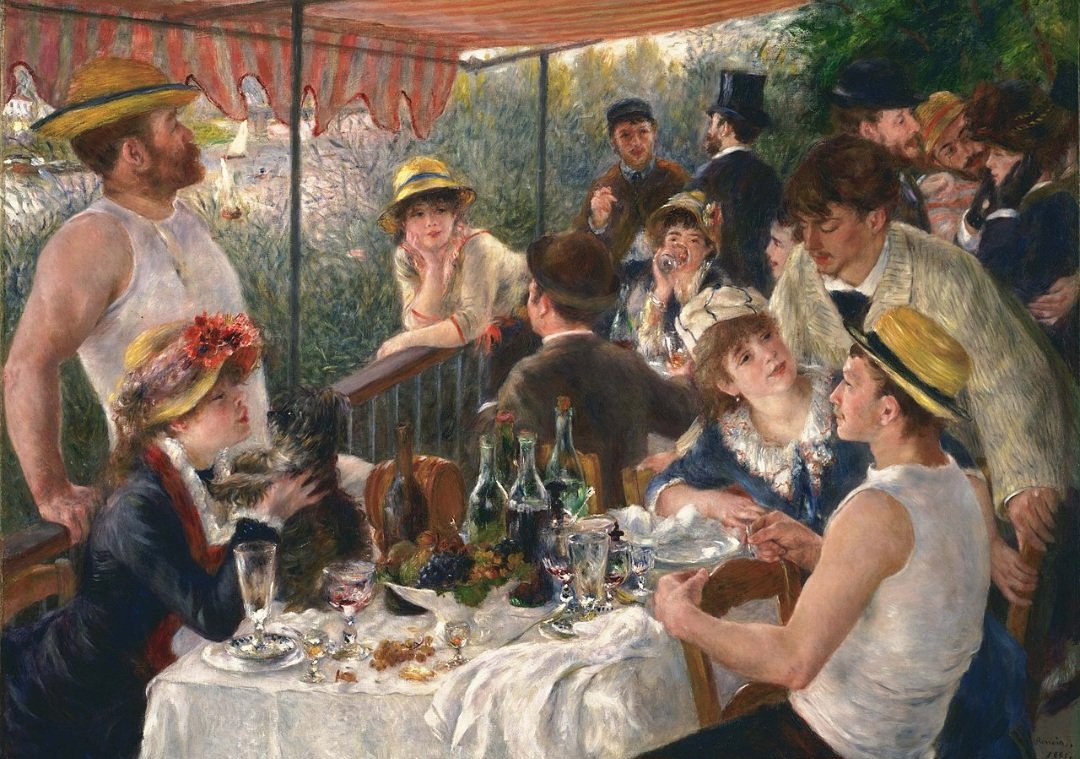 E uma tela de Pierre-Auguste Renoir que apresenta um gazebo é "O Almoço dos Remadores" (1881). Esta famosa obra mostra um grupo de pessoas se divertindo à beira do rio.