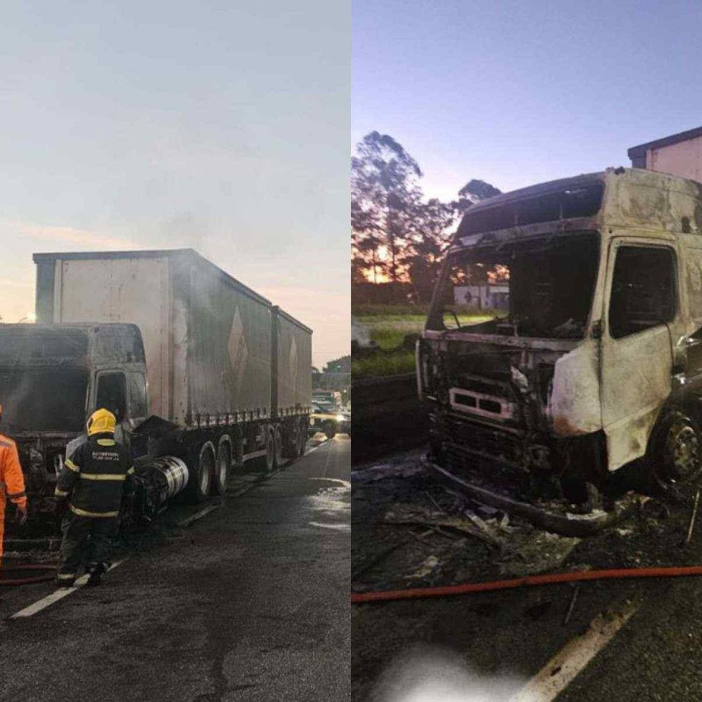 Mg: fogo em caminhão interdita br-381