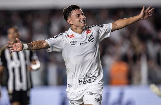 BARREAL - Conseguiu levar perigo no ataque com jogada individual e depois em finalização. NOTA 6,0. Foto: Raul Baretta/ Santos FC.