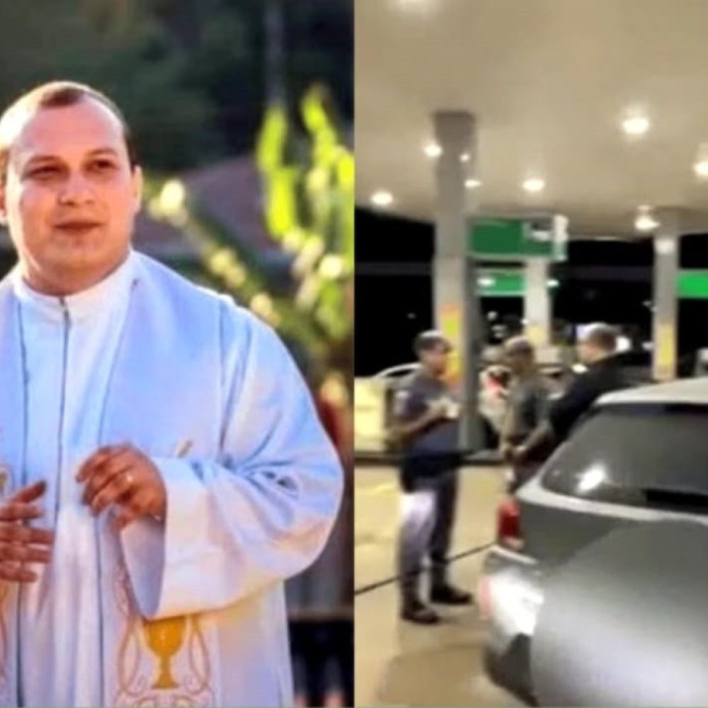 Vídeo: padre bêbado provoca confusão em posto de gasolina