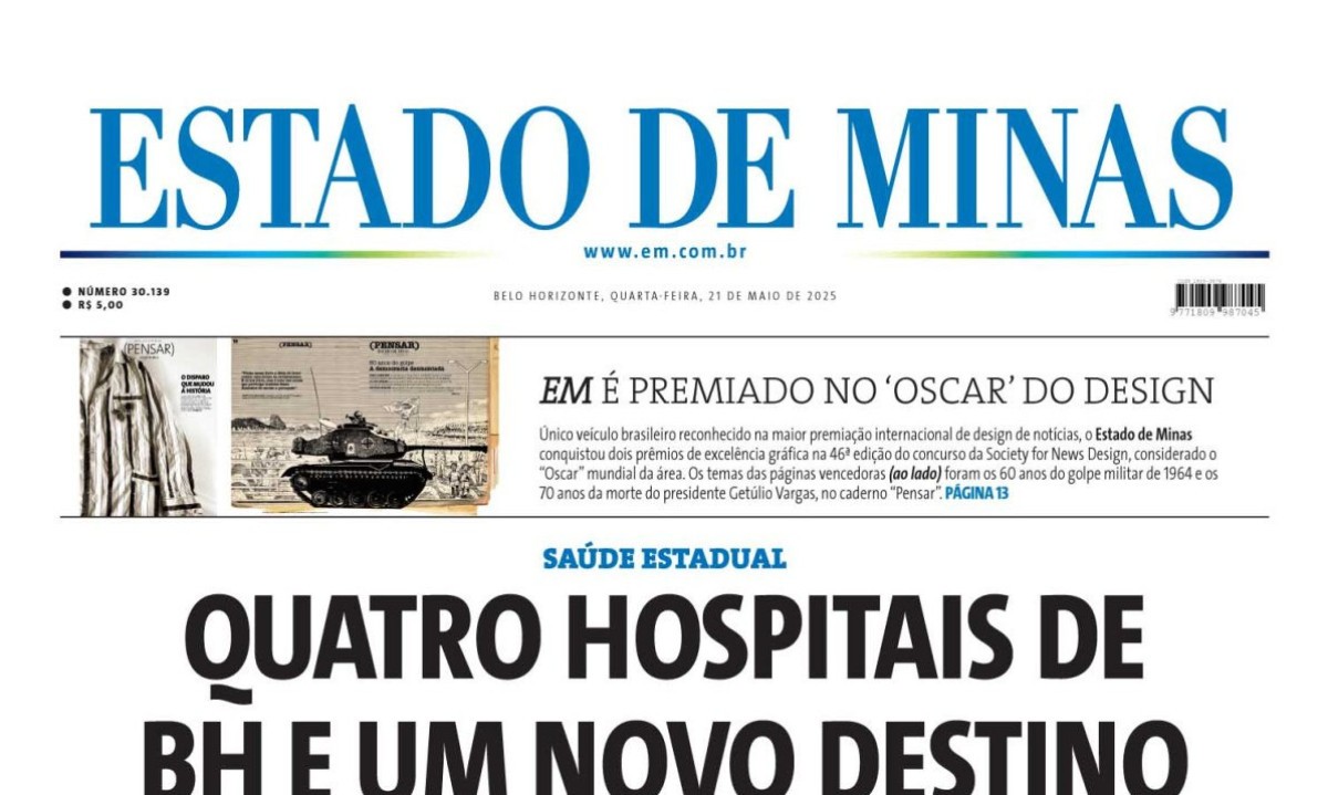 Confira a capa do Estado de Minas do dia 21/05/2025 - (crédito: Estado de Minas)