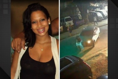 Daiana da Silva Felipe, à esquerda, foi atingida por um carro, cujo motorista fugiu em seguida -  (crédito: Arquivo pessoal / reprodução de frame de vídeo de câmera de segurança)