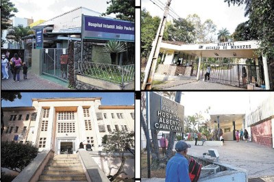 As estruturas dos hospitais João Paulo II , Eduardo de Menezes, Odete Valadares e Alberto Cavalcanti serão desativadas com a incorporação ao complexo Padre Eustáquio -  (crédito: Gladyston Rodrigues/EM/D.A. Press 7/5/25 - Alexandre Guzanshe/EM/D.A Press – 29/7/20 - Marcos Vieira/EM/D.A Press )