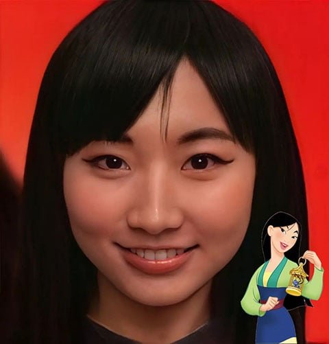 Mulan é uma personagem da Disney que foi criada a partir da lenda chinesa de Hua Mulan. Assim ela seria, de acordo com as técnicas de Hidreley.