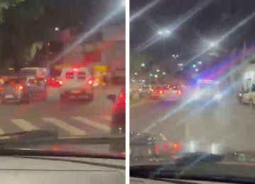 Vídeo mostra a viatura policial abrindo passagem para o carro da família passar no trânsito da cidade em horário de pico -  (crédito: PMMG/Divulgação)
