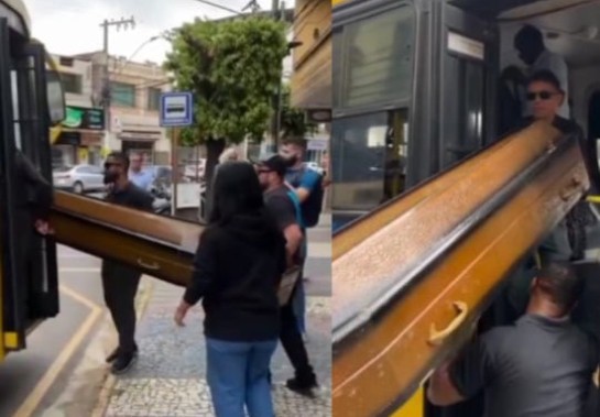 Grupo tenta embarcar em ônibus com caixão e provoca tumulto