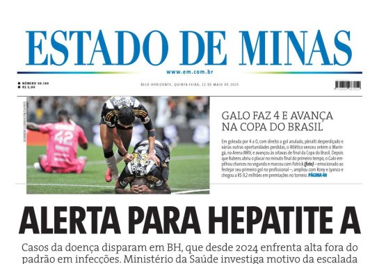 Capa impressa do Estado de Minas de 22/5/2025