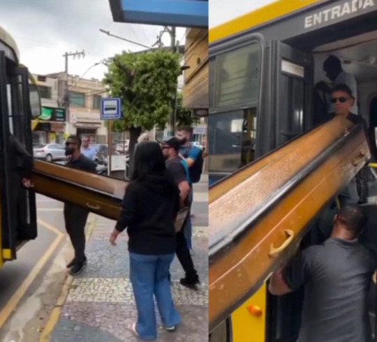 Imagens viralizaram nas redes sociais, mostrando um grupo que tentava embarcar no ônibus carregando um caixão. Houve tumulto porque o motorista não permitiu o o, mas as pessoas que carregavam o caixão insistiam em entrar. 