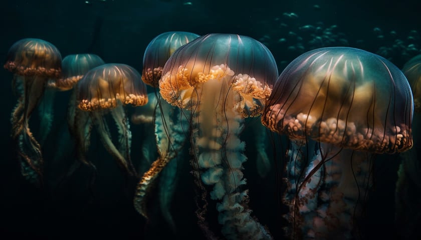 As Medusas, chamadas normalmente de Águas-Vivas, são seres que têm corpos formados majoritariamente por água (95%), o que ocasionou o seu nome popular.-vecstock por freepik