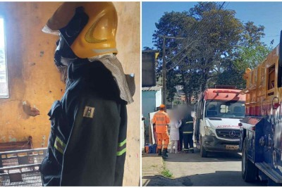 A Brigada Municipal realizou o rescaldo no local e orientou os familiares quanto aos procedimentos de segurança e prevenção -  (crédito: CBMMG)