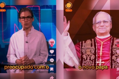 É falso que o Jornal Nacional tenha noticiado uma ligação do presidente Luiz Inácio Lula da Silva (PT) para o Vaticano após fala de Leão XIV sobre a política no Brasil -  (crédito: Reprodução/Comprova)