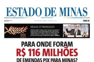 Confira a capa do Estado de Minas do dia 25/05/2025
