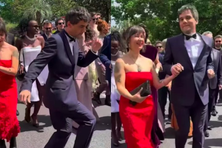 A comitiva fez uma entrada animada ao som de frevo, tocado por músicos de Pernambuco. 