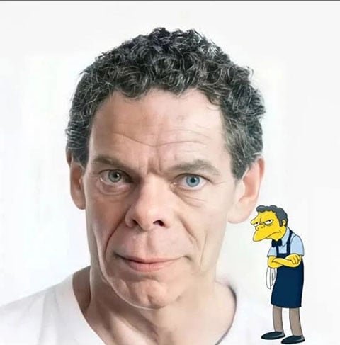 Moe Szyslak é outro personagem dos "Simpsons" criado através da inteligência artificial. Ele é um garçom amargurado com a vida e maltratado por todos ao seu redor.