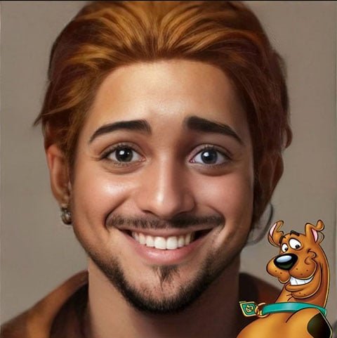 Diao também já fez uma projeção de como seria o cão Scooby-Doo, da franquia de mesmo nome. Detalhe: ele recriou o animal mas como se fosse humano.