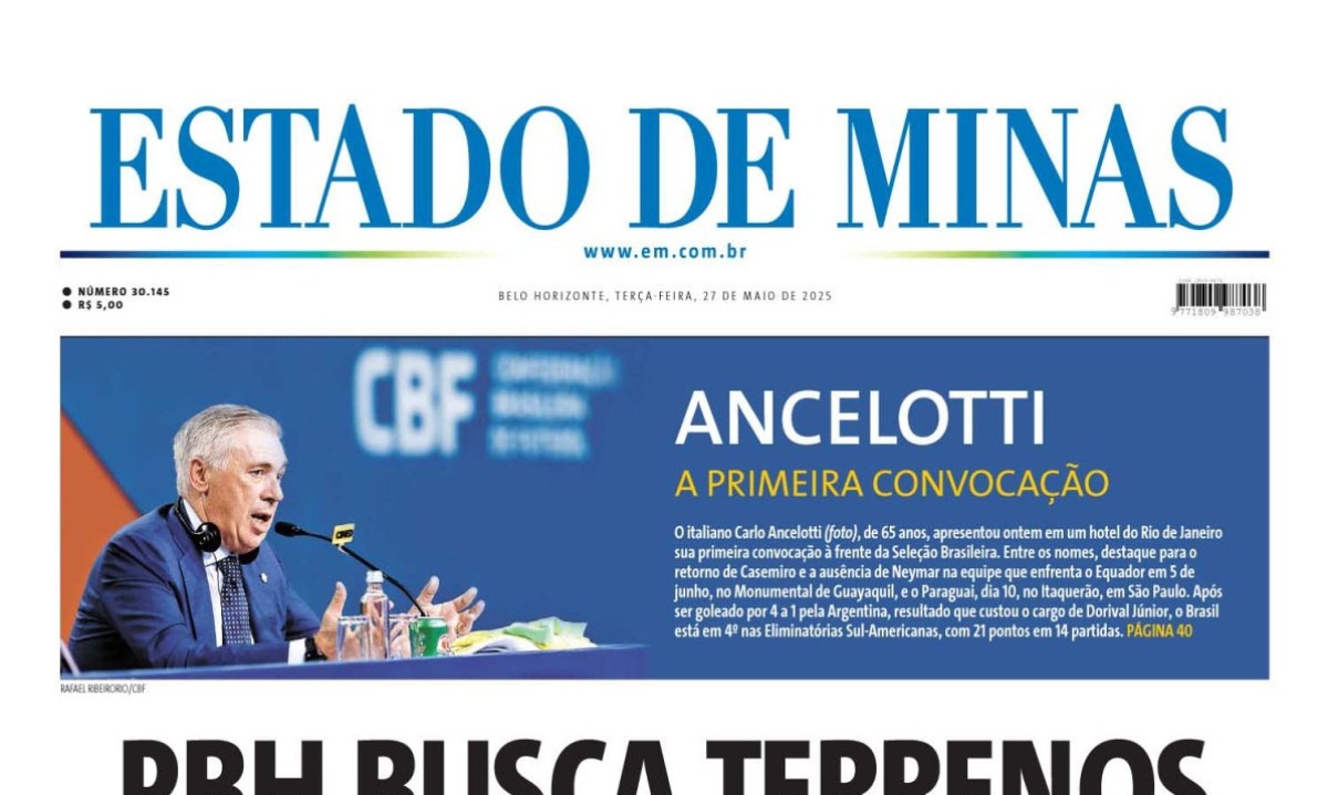 Confira a capa do Estado de Minas do dia 27/05/2025 - (crédito: Estado de Minas)