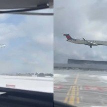 Pra quem não viu: Avião capota em aeroporto no Canadá - montagem/reprodução redes sociais