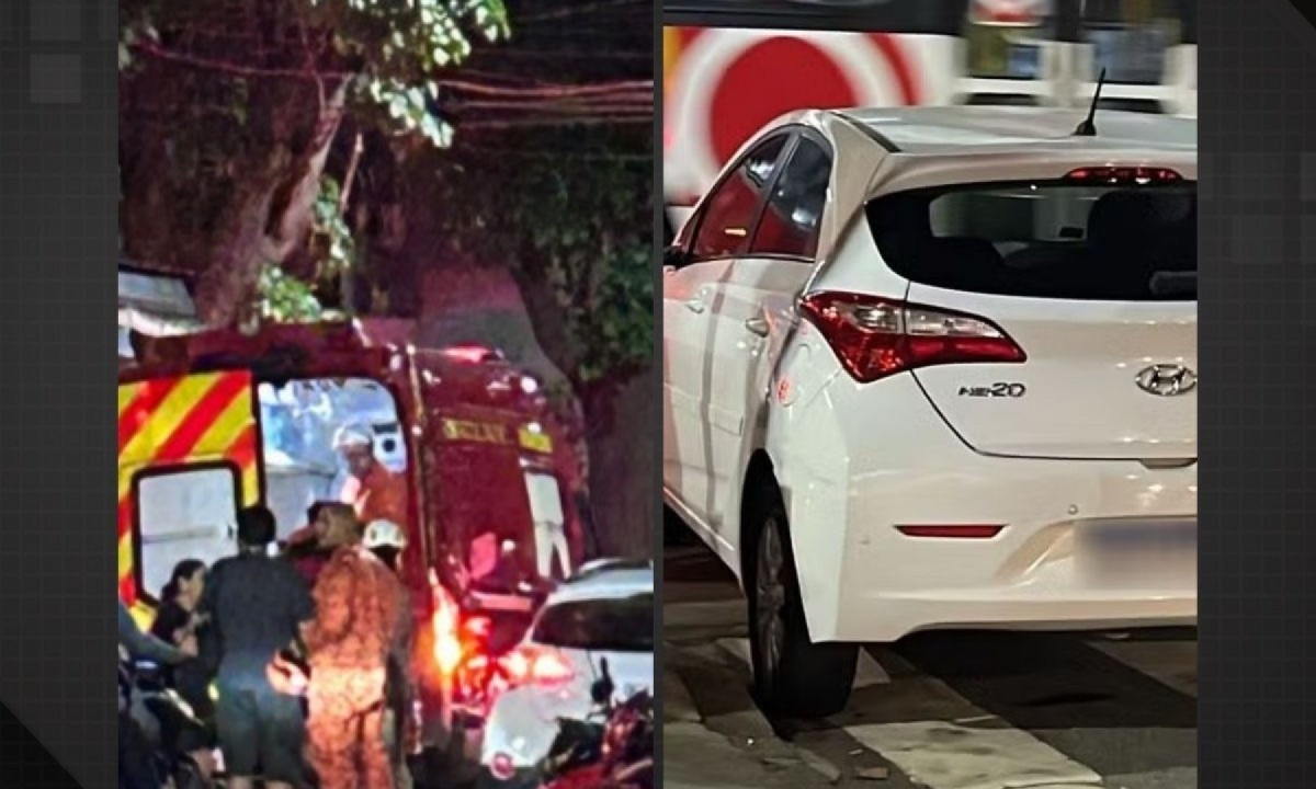 Ambulância do Samu socorreu atropelados em calçada de bar no Rio de Janeiro; Veículo dirigido pelo atropelador bateu na sequência -  (crédito: Redes sociais)