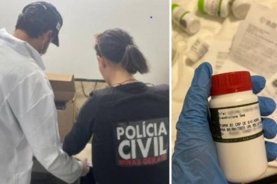 Foram apreendidos receituários médicos, frasco de anabolizante, aparelhos celulares e um computador -  (crédito: PCMG/Divulgação)