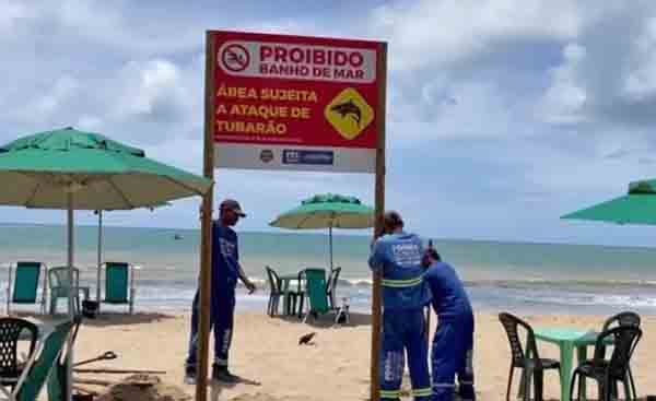 A praia costuma ter alertas, mas muitos não respeitam. E, no dia seguinte foi a vez de uma jovem ser atacada ao entrar na água. -Reprodução