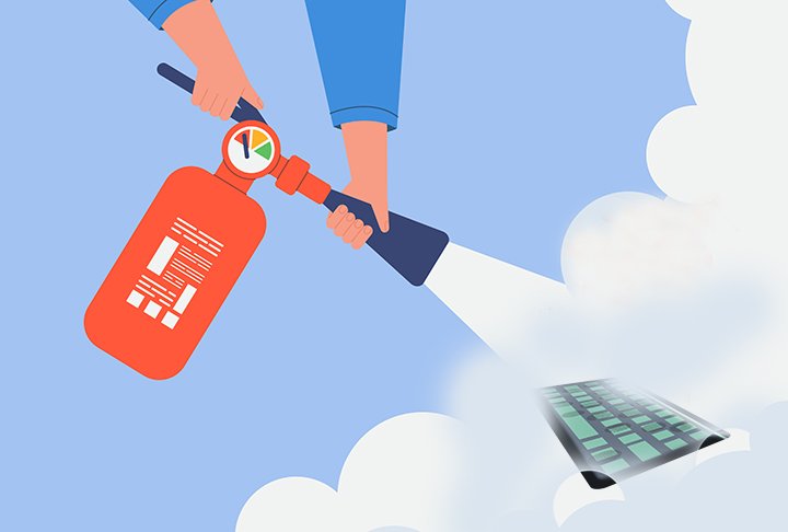 Antes de sair, ele pegou um extintor de incêndio para apagar os seus rastros. 