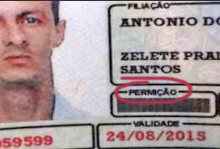 Na carteira, em vez de "emissão", havia a palavra permissão - e ainda por cima escrita com Ç. 