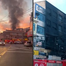 Incêndio de grandes proporções destrói prédio comercial