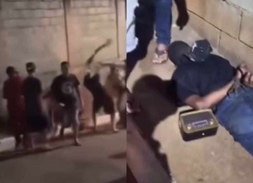 A agressão de populares foi gravada e compartilhada nas redes sociais -  (crédito: Reprodução/Redes sociais)