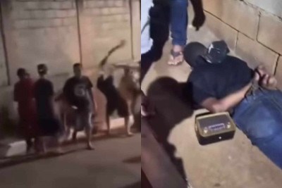 A agressão de populares foi gravada e compartilhada nas redes sociais -  (crédito: Reprodução/Redes sociais)