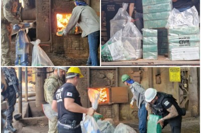 Polícia Civil incinera cerca de 1,8 tonelada de drogas em Divinópolis -  (crédito: Polícia Civil de Minas Gerais (PCMG))