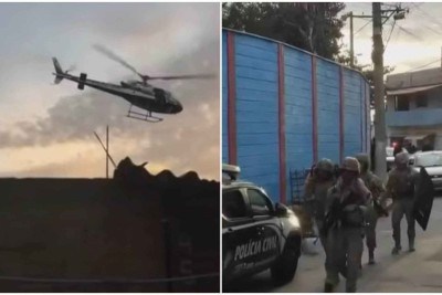 Sob a coordenação da 2ª e da 5ª Delegacia de Homicídios, a operação contou com 120 policiais civis -  (crédito: TV Alterosa/Reprodução)