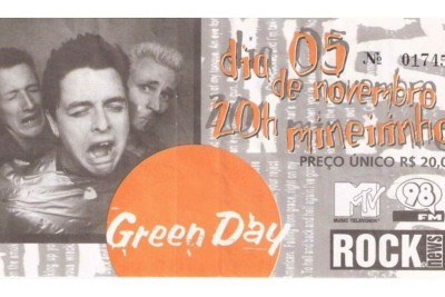 Ingresso para show do Green Day em BH custou R$ 20 em 1998 -  (crédito: Reprodução / Blogspot)