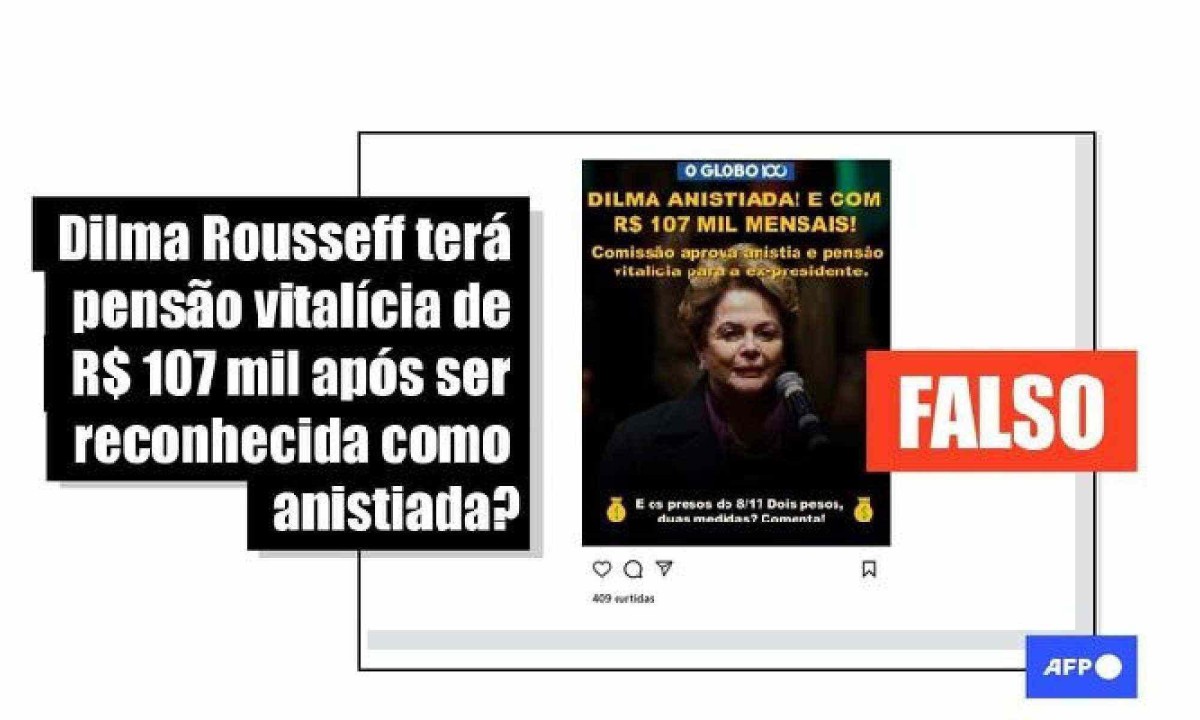Indenização de R$ 100 mil por anistia será paga a Dilma Rousseff uma única vez -  (crédito: EM - Fact Check)
