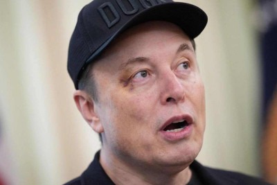 Olho roxo de Musk chamou atenção em coletiva do governo dos EUA -  (crédito: AFP)