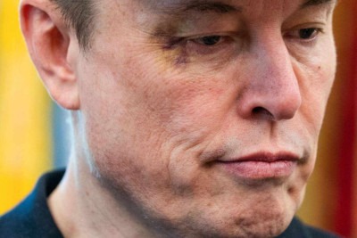 Elon Musk apareceu de olho roxo em coletiva de imprensa -  (crédito: AFP)