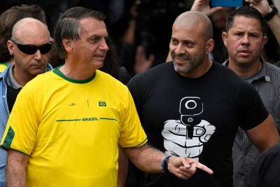 O ex-deputado federal bolsonarista Daniel Silveira realizou uma live na qual ameaçava agredir ministros do Supremo Tribunal Federal -  (crédito: MAURO PIMENTEL / AFP)